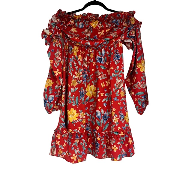 NWT Area Stars Red Sia Floral Print Dress Size Small - Picture 5 of 15